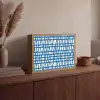 Ruitpatroon - Blauw - Crème Light Box met batterij (Wandlamp) middel 907 -sfeer2