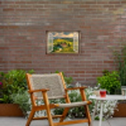 Doorkijk - Toscane - Uitzicht - Landschap - Zomer Tuinposter op houten frame 2 cm dik klein -sfeer3