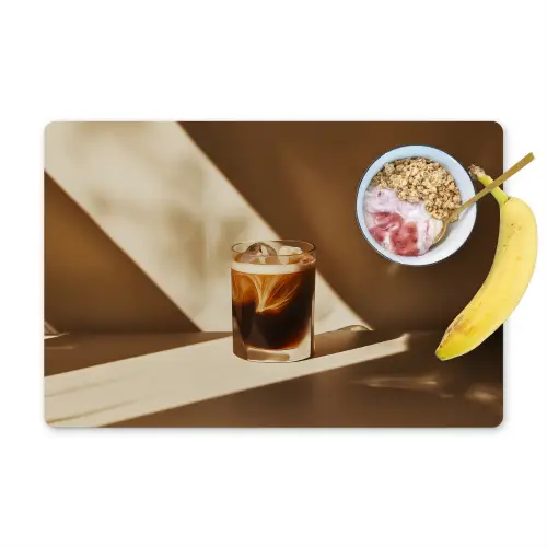 Glas - Ijskoffie - Schaduw - Bruin Placemat vinyl groot -zzzproduct_Kitchenyeah-website