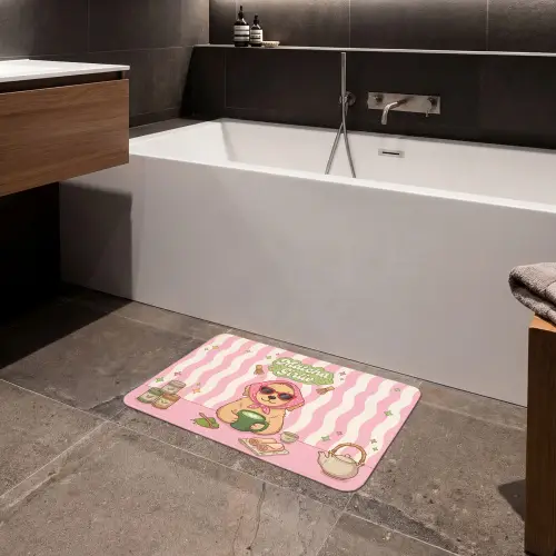 Matcha - Hond - Roze - Groen Badmat klein -sfeer3