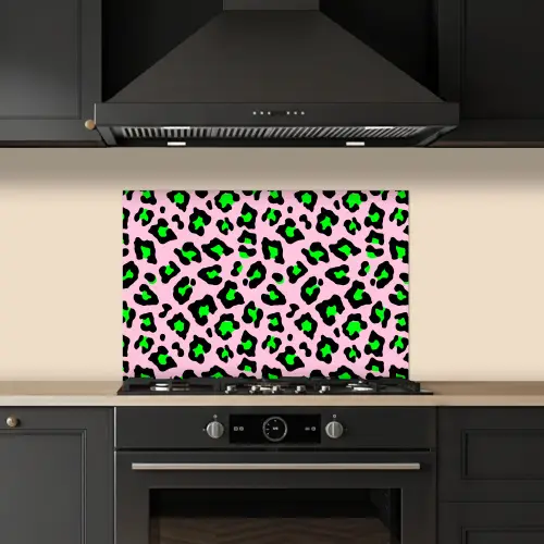 Neon - Panter - Roze - Groen keuken achterwand spatscherm klein 900 -sfeer1