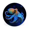 Octopus - Stippen - Blauw - Zee Wandcirkel aluminium klein -3d