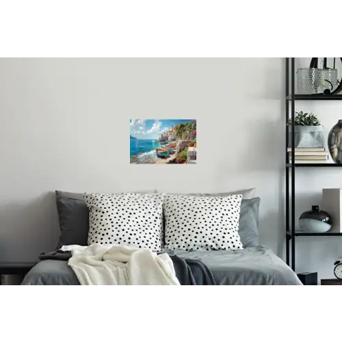 Boten - Rotsen - Zee - Zon Muursticker klein -slaapkamer
