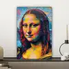 Graffiti - Mona Lisa - Streetart - Da Vinci canvas 2cm klein -sfeer6