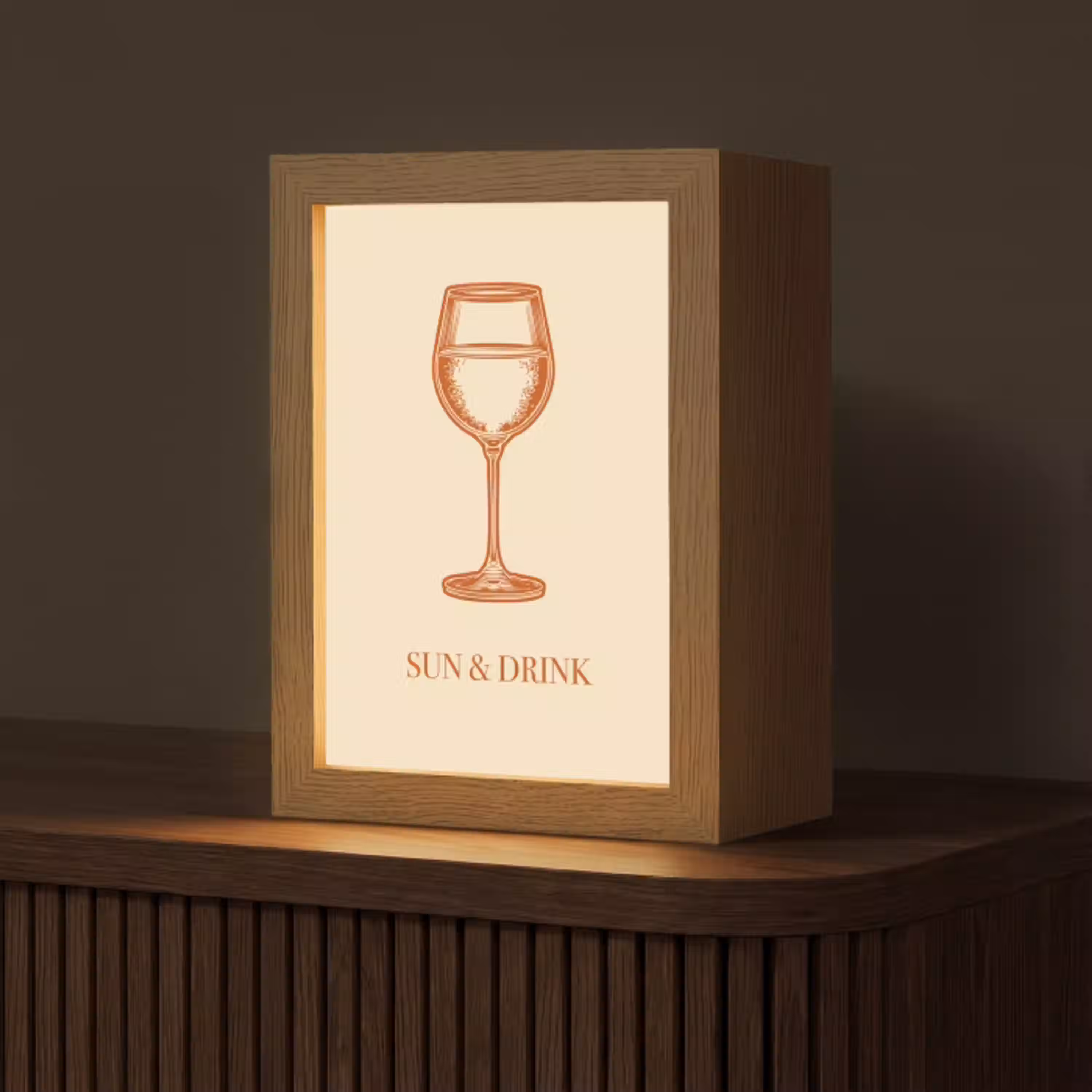 Wijn - Zomer - Quote - Oranje Light Box met kabel (Tafellamp) klein -z3d_website