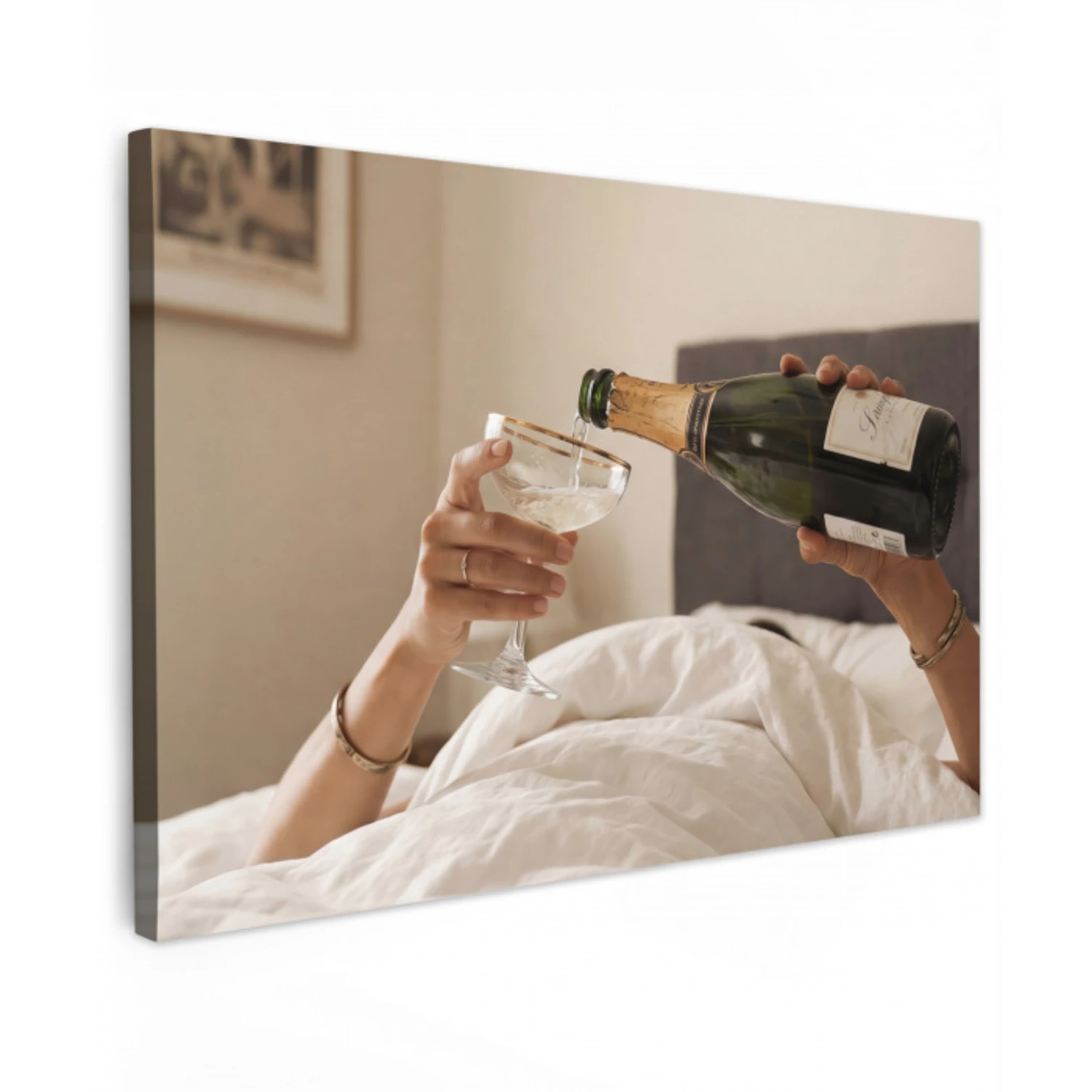 Champagne - Bed - Bubbels canvas 2cm klein -z3d