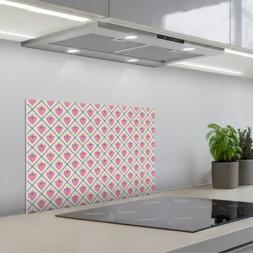 Retro - Ruit - Hartjes - Patroon keuken achterwand spatscherm klein 900 -3d_schuin