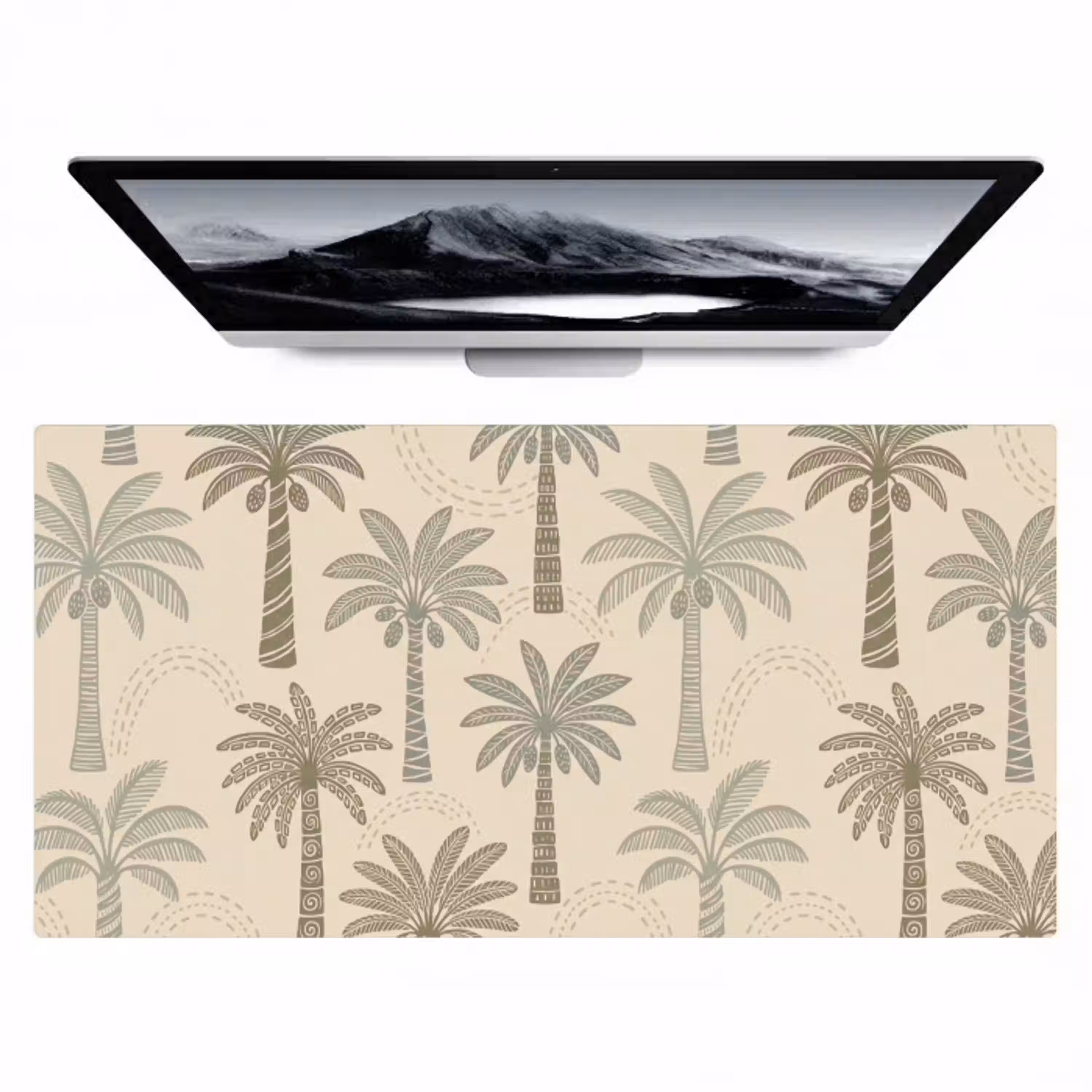 Palmbomen - Patroon - Tropisch - Beige Muismat XXL klein -zzz3d