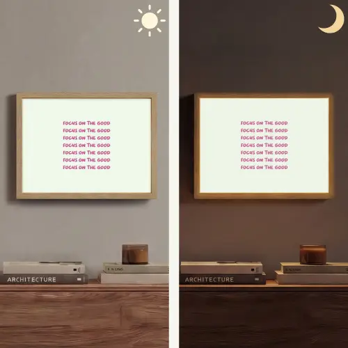 Focus on the good - Roze Light Box met batterij (Wandlamp) middel -sfeer3