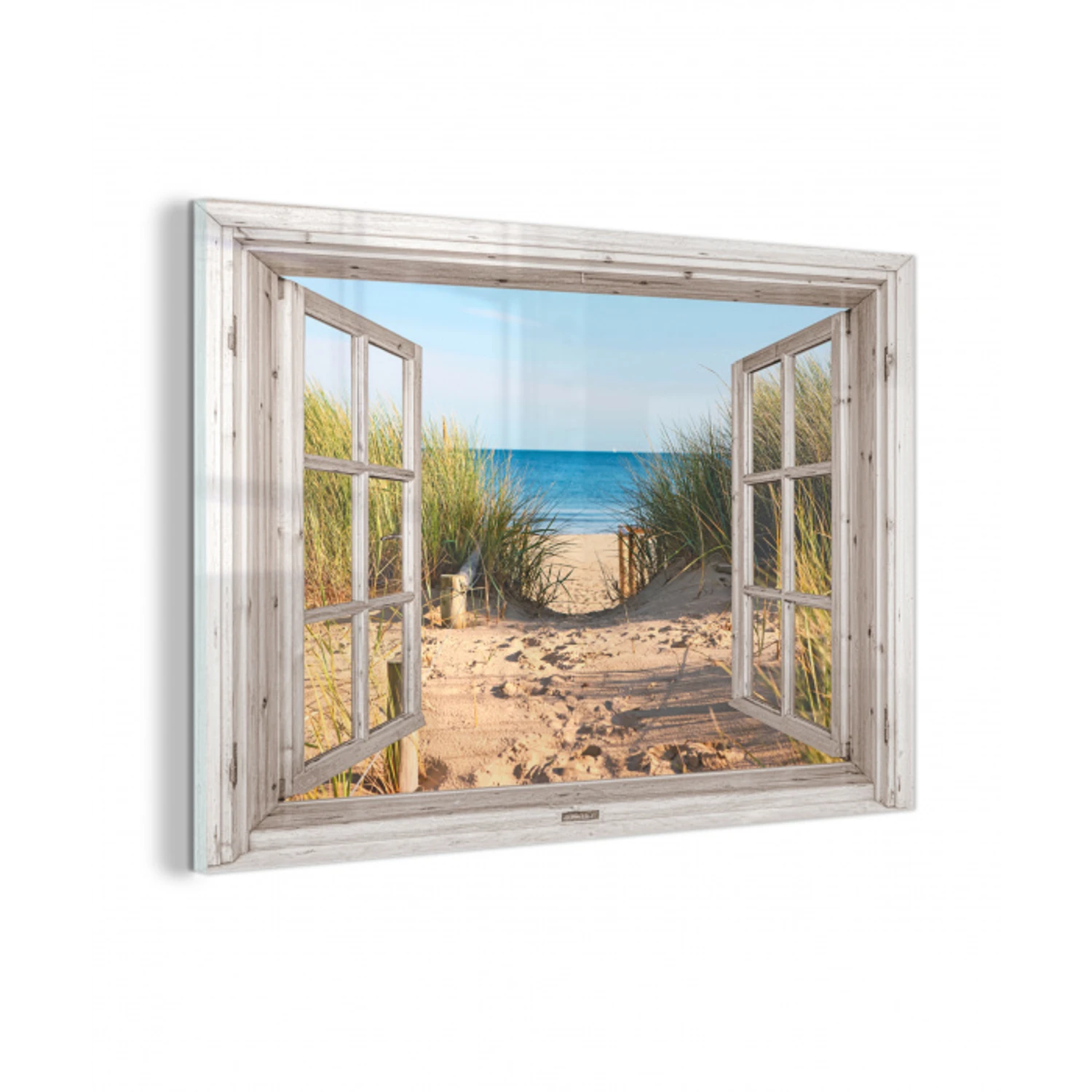 Doorkijk - Strand - Zee - Duinen - Zand - Water - Helmgras plexiglas 5mm klein -z3d