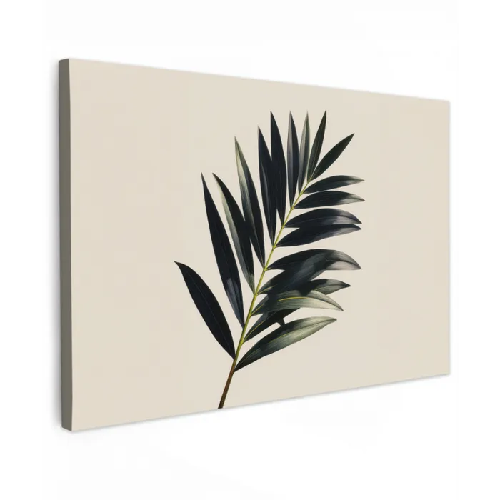 Palmblad - Subtiel - Groen - beige canvas 2cm klein -z3d