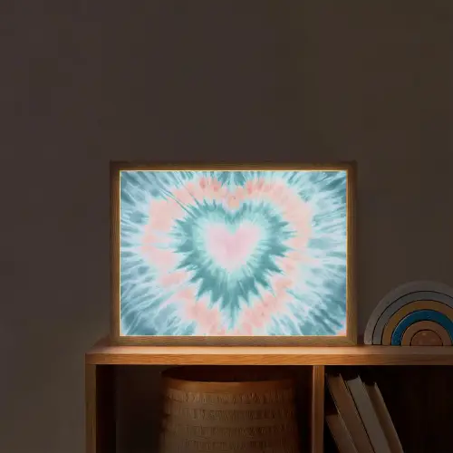 Hartvormig - Tie dye - Pasteltinten - Lichtgroen Light Box met batterij (Wandlamp kind) middel -sfeer1_kind