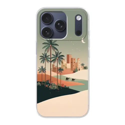 Nachtlandschap - Kamelen - Sterren - zandduinden Telefoonhoesje iPhone 17 Pro klein -3d