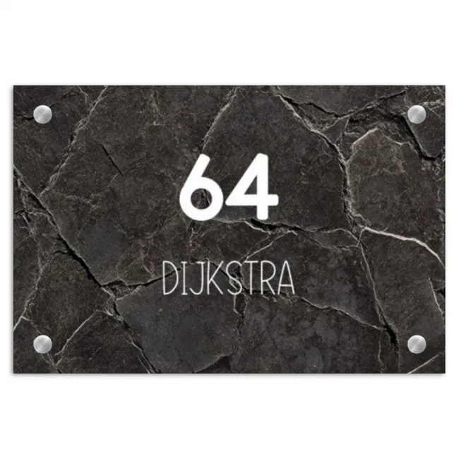 Naambordje voordeur - Rechthoek - Gebarsten steen - Modern