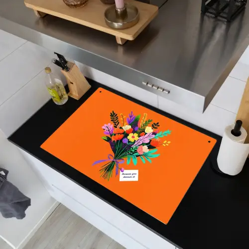 Kaartje - Boeket - Bloemen Inductie beschemer met haakjes klein -sfeer1