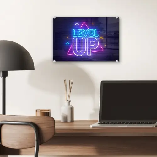 Gaming - Neon - Level Up - Quotes - Gamen plexiglas 5mm klein -sfeer6
