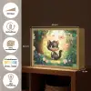 Kat - Zwart - Bos - Vlinders Light Box met batterij (Wandlamp kind) middel -USP_websiteoverzichtNL