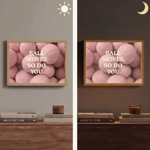 Basketballen - Roze - Quote - Sportief Light Box met batterij (Wandlamp) middel -sfeer3