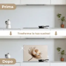 Bloem - Beige - Crème keuken achterwand spatscherm klein -voor_na_IT