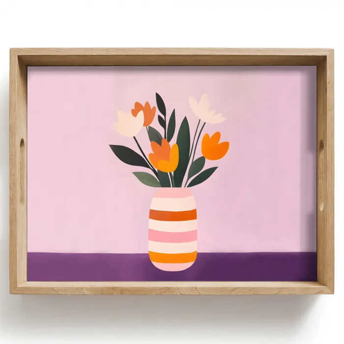 Tulpen - Vaas - Strepen - Paars Dienblad Rechthoek middel -z3d_shopping