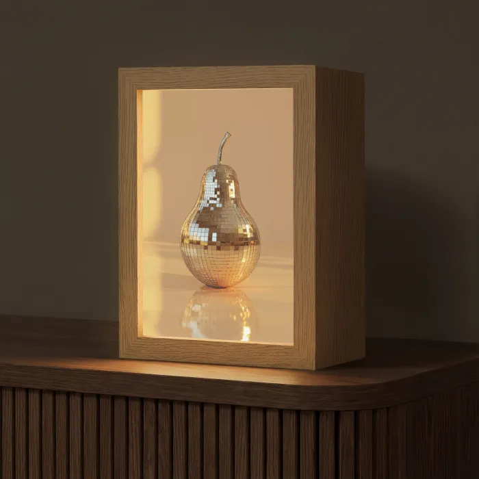 Goud - Disco - Glitter - Peer Light Box met kabel (Tafellamp) klein -z3d_website