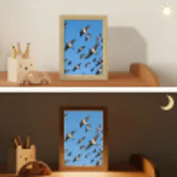 Zwaluwen - Vliegen - Blauw Light Box met kabel (Kinderlampje) klein -sfeer3_kind