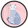 Kat - Illustratie - Minimalistisch - Roze Fotolijst rond zonder passe partout klein -3d