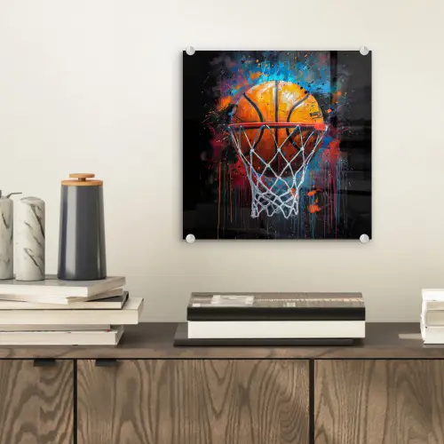 Graffiti - Basketbal - Sport - Zwart - Street art plexiglas 5mm klein -sfeer1