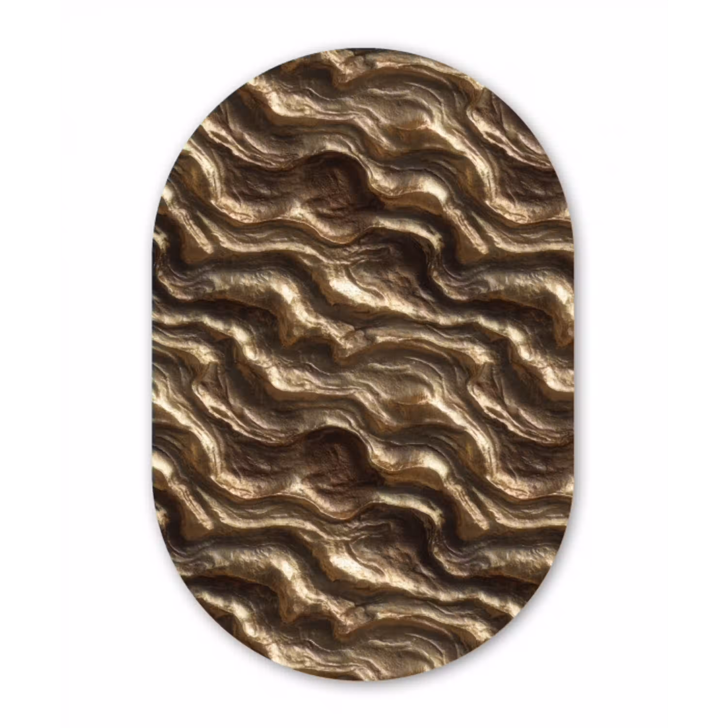 Reliëf - Golven - Abstract - Bronsgoud Wandcirkel Ovaal Forex klein 630 -3d