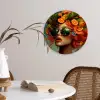 Vrouw - Sinaasappel - Bessen - Oranje Wandcirkel kunststof plaat 5mm dik klein -sfeer4