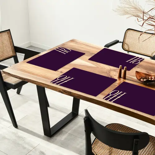 Oh hi - Paars - Cursief Placemat vinyl groot -zzsfeer4_Kitchenyeah-website
