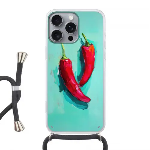 Chilipepers - Geverfd - Rood Hoesje iPhone 16 Pro Max met koord klein -3d