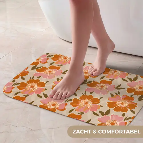 Bloemen - Motief - Retro Badmat klein 997 -USP_ZachtNL