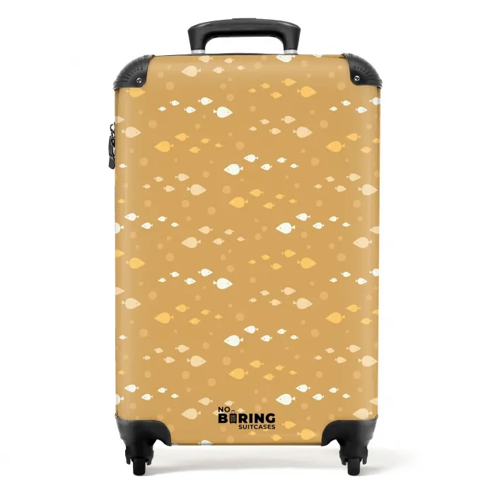 Vissen patroon beige NBS - Handbagage koffer - Kinderen Unisex middel -productfoto_recht