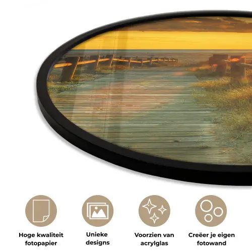 Zon - Strand - Duin - Horizon - Gras - Pad - Oranje Fotolijst rond zonder passe partout klein -closeup_NL