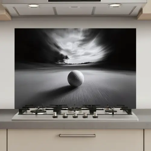 Golfbal - Wazig - Zwart keuken achterwand spatscherm klein -3d_website