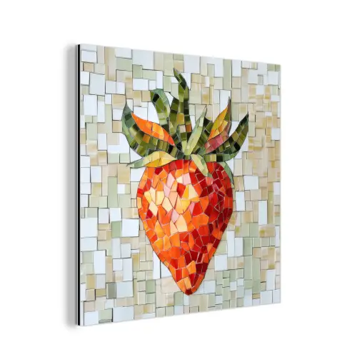 Aardbei - Rood - Mozaïek - Fruit aluminium wit klein -3d