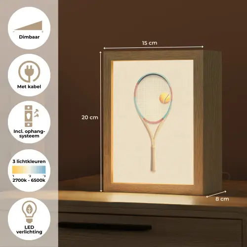 Tennisracket - Bal - Beige Light Box met kabel klein -USP_NL