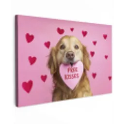 Hond - Kiss- Valentijn - Hartjes canvas 2cm klein -z3d