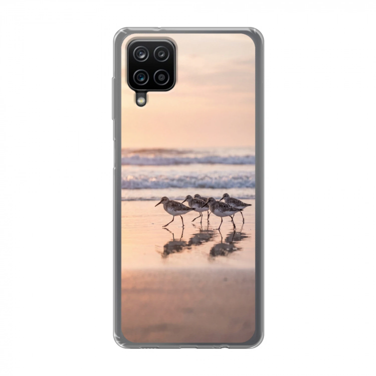 Zee - Vogels - Strand Telefoonhoesje Samsung Galaxy A12 klein -3d
