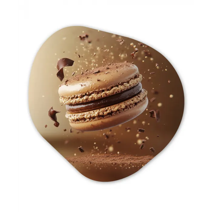 Chocolade - Macarons - Eten - Snoep Wandcirkel Organisch Aluminium middel -3d