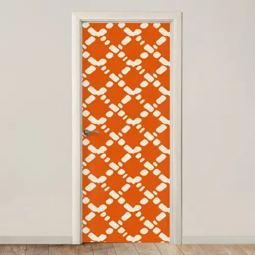 Oranje - Ruitpatroon - Wit deurposter klein 289 -3d_beige