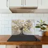 Boom - Beige - Grijs - Goud - Abstract keuken achterwand spatscherm klein -sfeer2