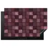 Vierkant - Tegel - Patroon - Paars Inductie beschermer vinyl 3mm klein 276 -3d