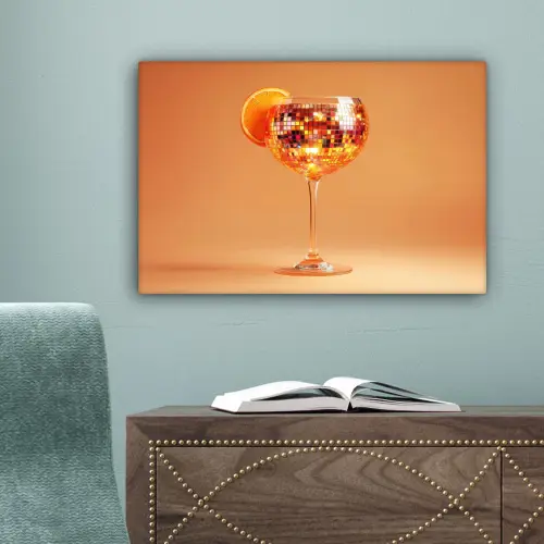 Drank - Oranje - Glitter - Disco canvas 2cm klein -sfeer4
