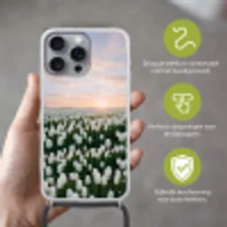 Tulpen - Landschap - Wit Hoesje iPhone 16 Pro Max met koord klein -sfeer2_NL