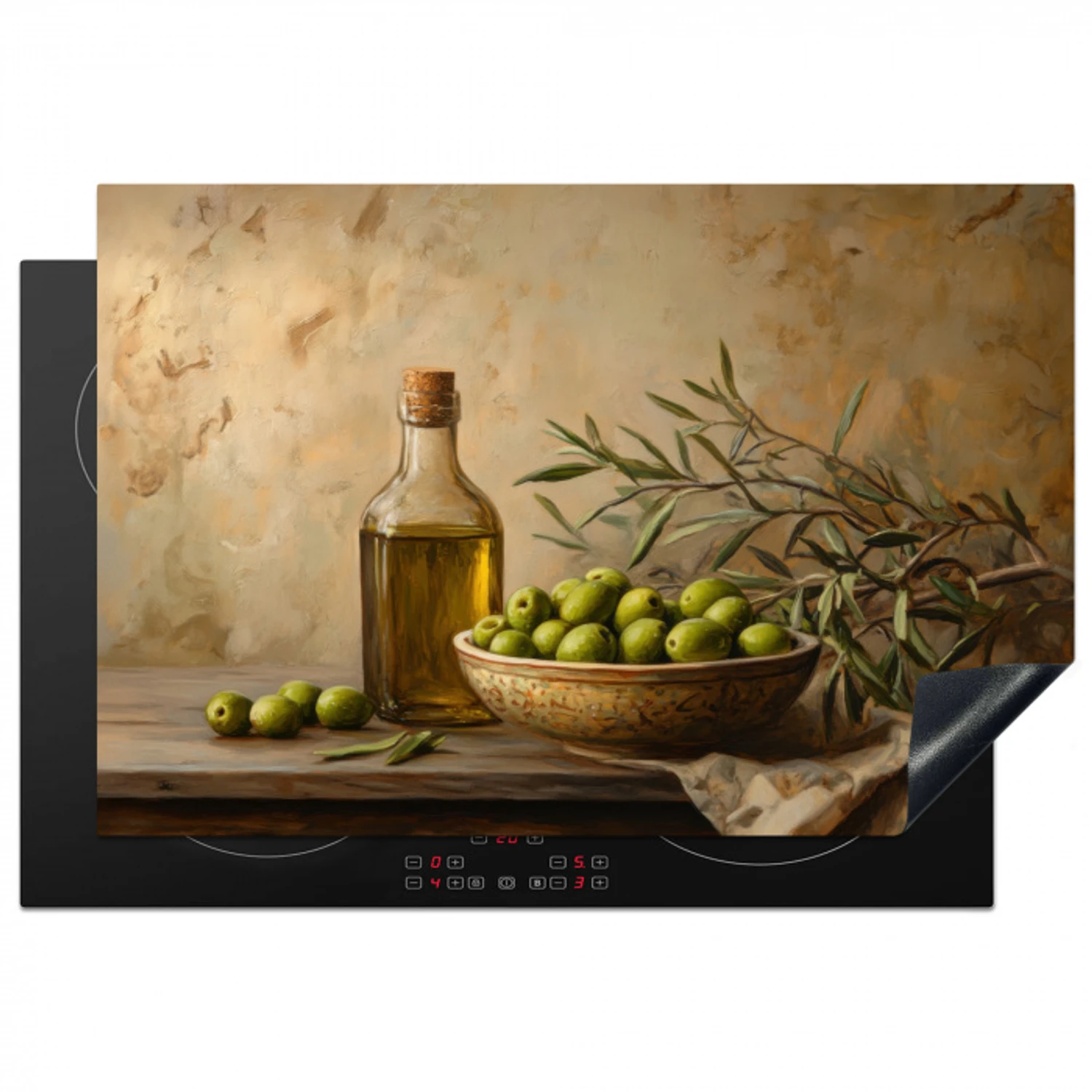 Olijven - Stilleven - Vintage Inductie beschermer vinyl 3mm klein -3d