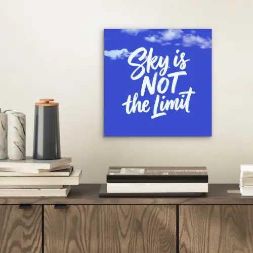 Sky is not the limit - Blauwe lucht - Wolken aluminium wit klein -sfeer1