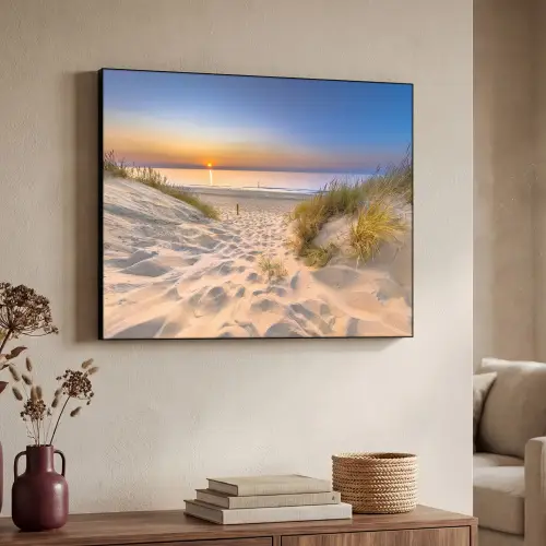 Duin - Zonsondergang - Horizon - Strand - Gras Textielframe zwart klein -sfeer3