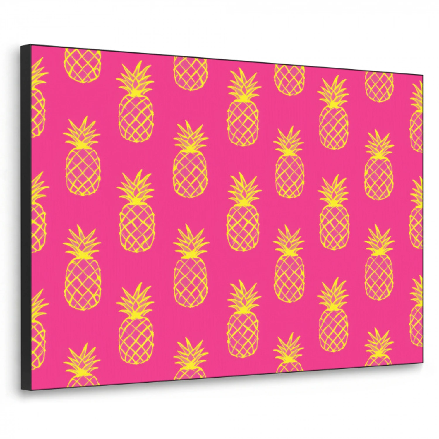 Ananas - Trendy - Roze Textielframe zwart klein 947 -3d